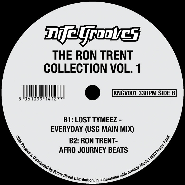 Lado B del vinilo Varios Artistas – The Ron Trent Collection Vol.1, etiqueta Nite Grooves con pistas B1 y B2.