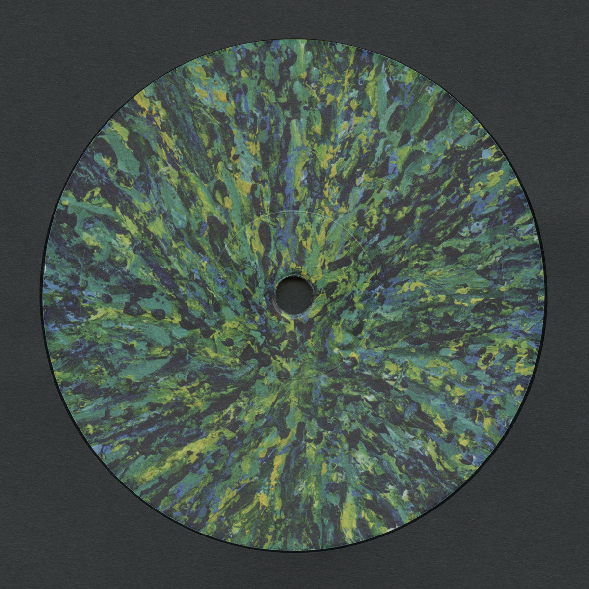 Lado B del vinilo Zenker Brothers – Illusion, 12" EP de Ilian Tape con arte abstracto verde y azul impreso directamente sobre la superficie.