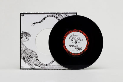 Lado B del vinilo 7" Ana Frango Elétrico – A Sua Diversão / Não Tem Nada Não en Mr Bongo, disco negro sobre contraportada ilustrada, etiqueta roja Não Tem Nada Não con Marcos Valle destacado.