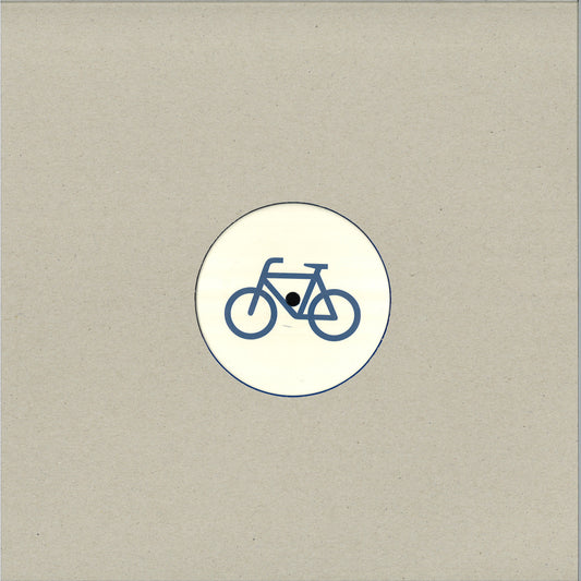 Funda de cartón sencilla con recorte circular mostrando el icono de bicicleta en el vinilo Andy Vaz – Bicycle Love editado por Yore Records.