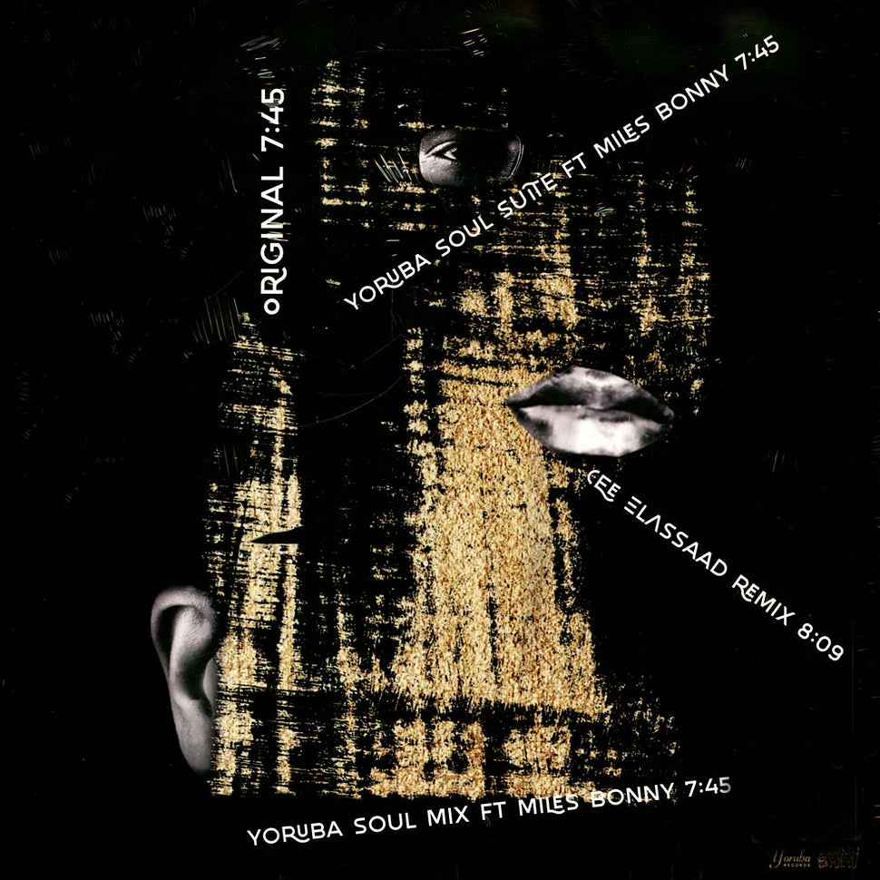 Contraportada del vinilo Anthony Nicholson – Nucleus Scene 1, 12” en Yoruba Records, arte oscuro con tipografías inclinadas y listado de pistas con duraciones visibles.