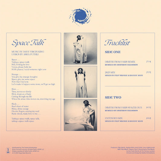 Contraportada del vinilo Asha Puthli – Space Talk (With Remixes By Dimitri From Paris), fotos, letras y tracklist.