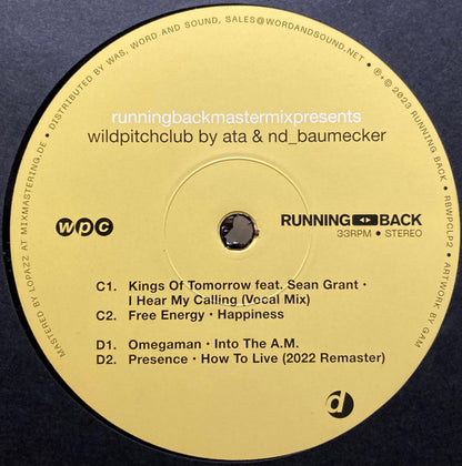 Lado D de vinilo Ata & nd_baumecker – Running Back Mastermix Presents Wild Pitch Club Part II/II con imagen central de clubbers en primer plano estilo foto analógica.