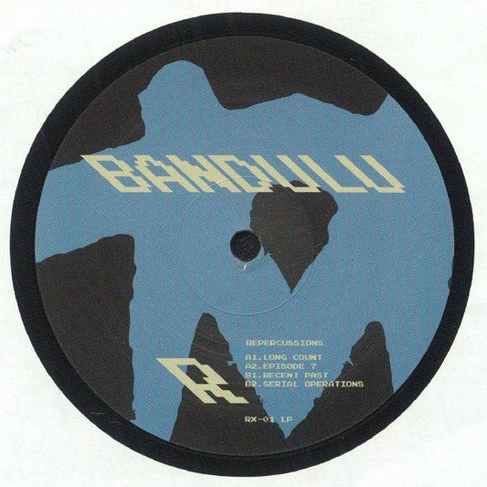 Portada delantera del vinilo Bandulu - Repercussions, lanzado por Rawax en formato 2x12". Diseño abstracto con logo de la banda y tracklist impreso.