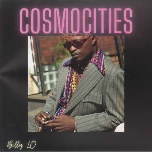 Portada del vinilo Billy Lo - Billy Lo, lanzado por Cosmocities Records en formato 12". Imagen de un hombre elegante con gafas y traje.