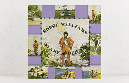 Segunda vista de la portada del vinilo Bobby Williams – Funky Super Fly, fotografiada sobre un fondo blanco.