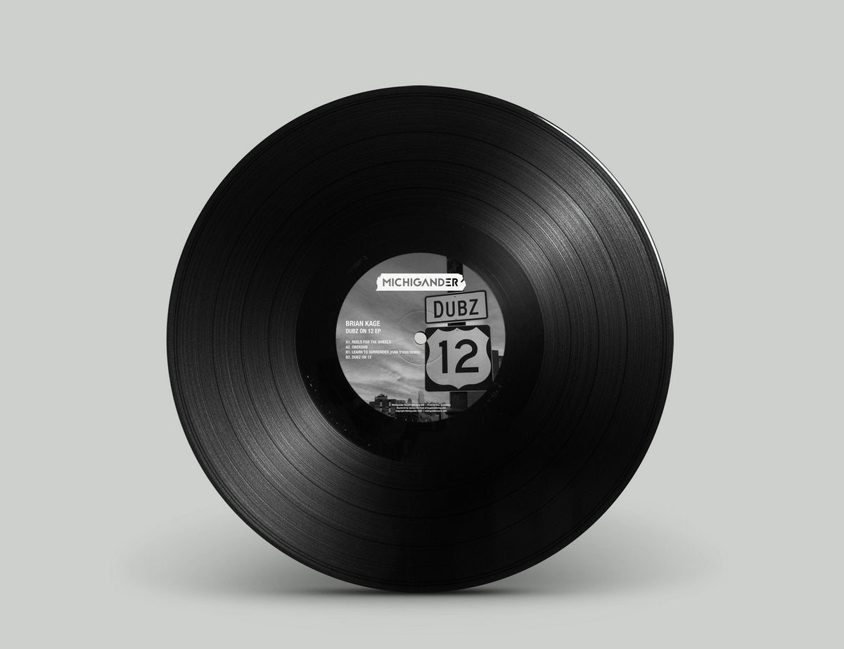 Vinilo Brian Kage – Dubz On 12 EP 12" EP con etiqueta central Michigander visible, acabado negro clásico y diseño minimalista para DJs y coleccionistas