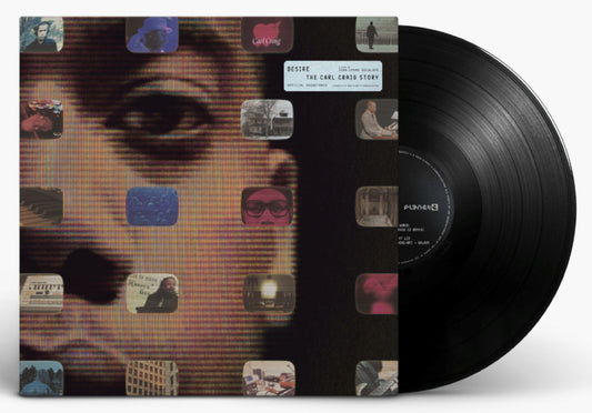 Vinilo Carl Craig – Desire: The Carl Craig Story en Planet E, disco negro parcialmente fuera de la funda con la portada pixelada de la compilación 2xLP.