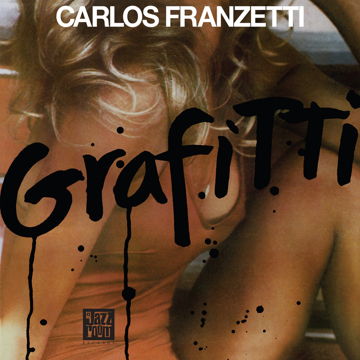 Portada del vinilo Carlos Franzetti – Graffiti, con foto en tonos sepia, título negro y logo de Jazz Room Records.