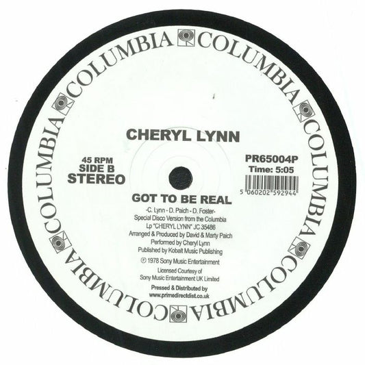 Vinilo 12" reedición de Cheryl Lynn – You Saved My Day / Got To Be Real, etiqueta central lado B con pista Got To Be Real, créditos visibles y duración 5:05 en sello Columbia.