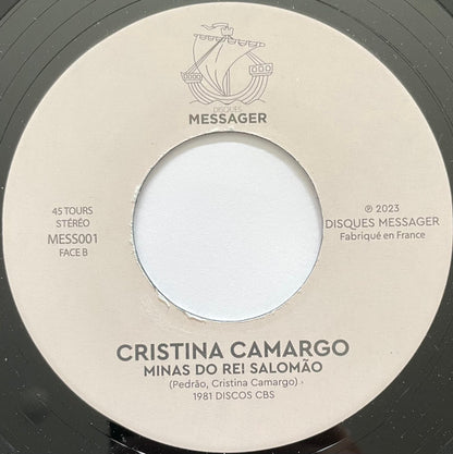 Lado B del vinilo Cristina Camargo – Moral Tem Hora / Minas Do Rei Salomão; etiqueta MESS001 con “Minas Do Rei Salomão”.