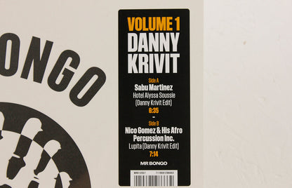 Detalle de funda del vinilo Danny Krivit – Mr Bongo Edits Volume 1, con pistas, duraciones y catálogo MRB12057.