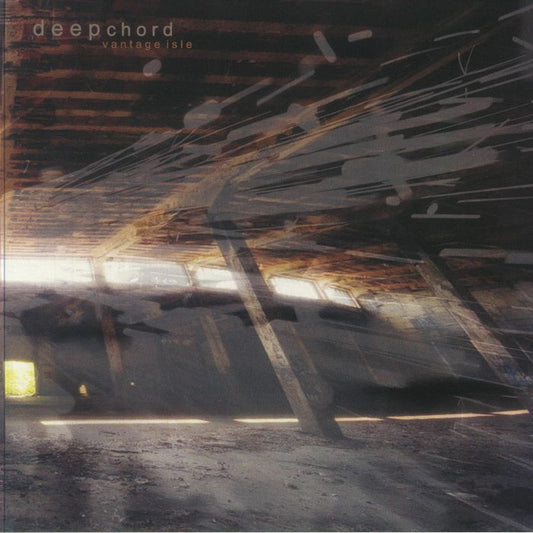 Portada delantera del vinilo "DeepChord – Vantage Isle" publicado por echospace [detroit]. Edición en 3x12" transparente. Diseño con estética abstracta y minimalista.