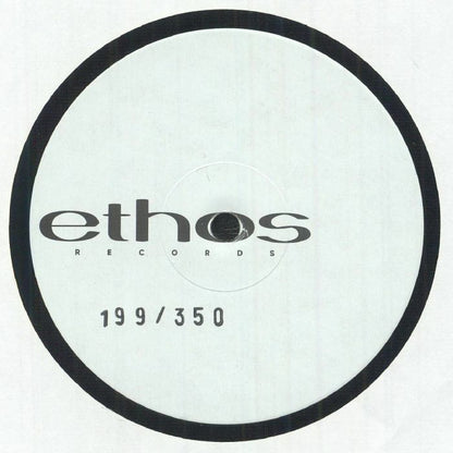 Etiqueta central del vinilo DimDJ – Welcome To This World EP en Ethos Records, edición numerada 12", con logo en negro y número 199/350 claramente visible.