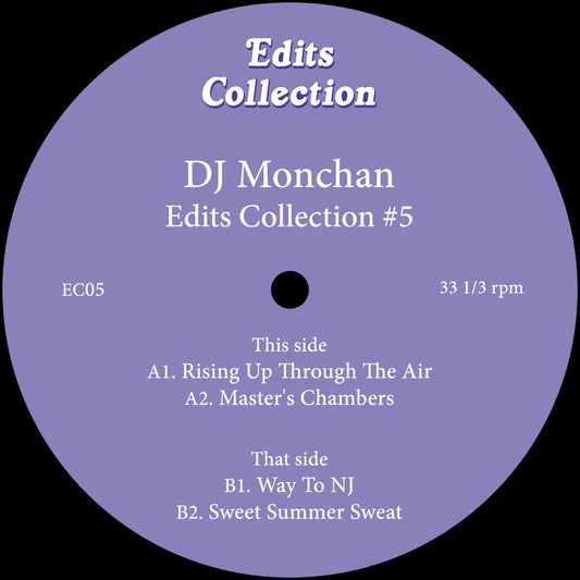Etiqueta central violeta del vinilo DJ Monchan – Edits Collection #5 en 12", sello Edits Collection, lado A con pistas y catálogo EC05.
