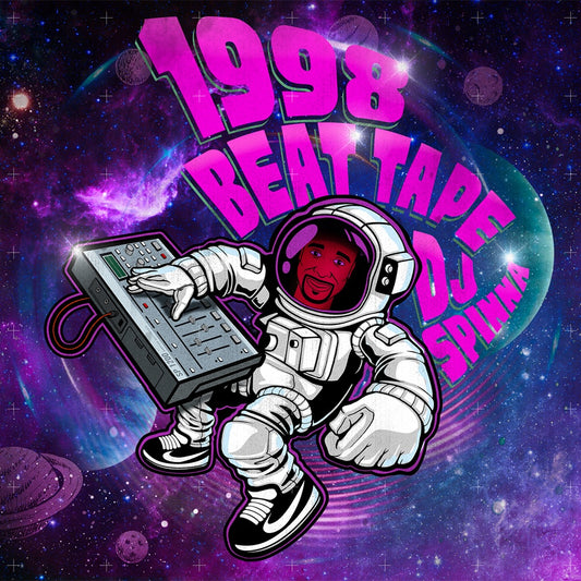 Portada del vinilo DJ Spinna – 1998 Beat Tape en formato LP de Correct Technique Records con astronauta y sampler flotando en un fondo espacial vibrante.
