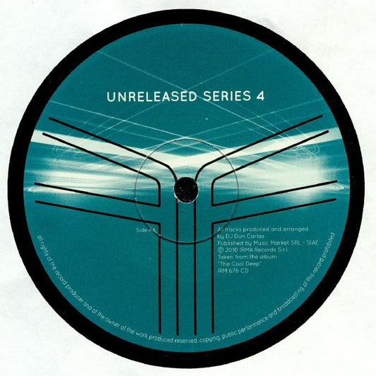 Contraportada del vinilo "The Cool Deep Mixes" de Don Carlos, editado por Flash Forward en 12". Texto impreso: información de producción, créditos y detalles del álbum original "The Cool Deep".