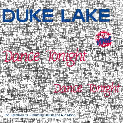 Portada del vinilo Duke Lake – Dance Tonight editado por ZYX Music, con diseño minimalista de fondo cuadriculado y tipografía en rojo elegante sobre blanco.