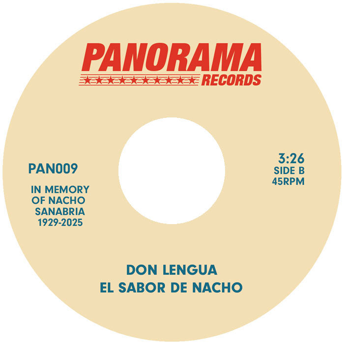 Lado B de vinilo El Sabor De Nacho – Que Se Sepa 7" Panorama, label beige con Don Lengua, 3:26, 45RPM y texto homenaje a Nacho Sanabria.
