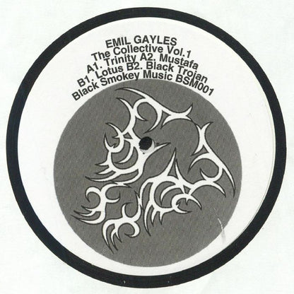 Vinilo Emil Gayles – The Collective Vol. 1, lado B con logo central y tracklist A1, A2, B1 y B2 impreso en la etiqueta.