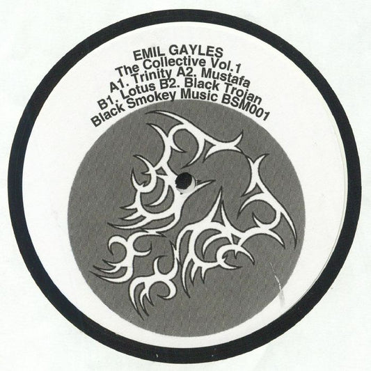 Vinilo Emil Gayles – The Collective Vol. 1, lado B con logo central y tracklist A1, A2, B1 y B2 impreso en la etiqueta.