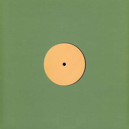 Contraportada del vinilo ex_libris – 001, arte simple con etiqueta central beige y fondo verde uniforme