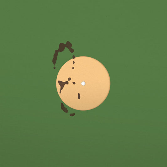 Portada del vinilo ex_libris – 001, diseño minimalista con etiqueta central beige sobre fondo verde