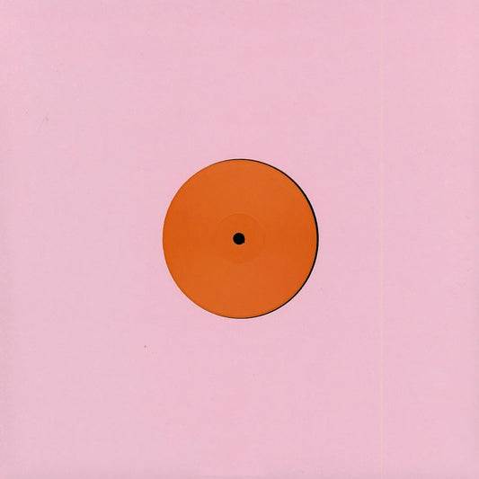 Contraportada del vinilo ex_libris – 002, edición limitada 12” con diseño limpio y etiqueta central naranja sobre fondo rosa.