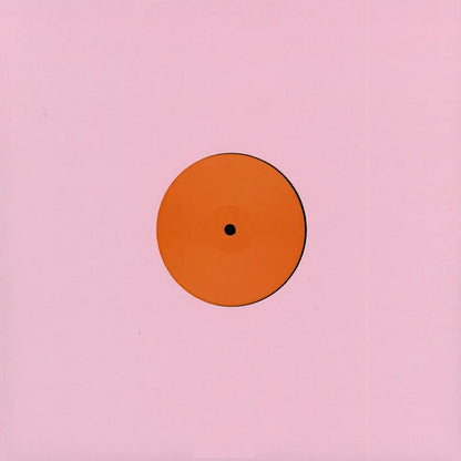 Contraportada del vinilo ex_libris – 002, edición limitada 12” con diseño limpio y etiqueta central naranja sobre fondo rosa.