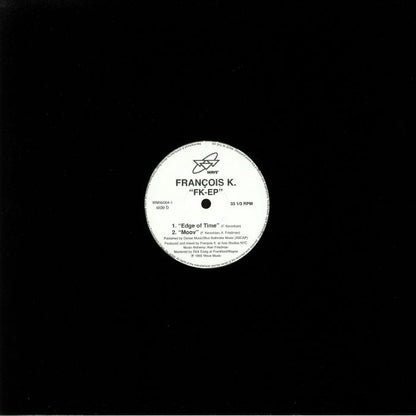 Portada trasera del vinilo François K. – FK-EP editado por Wave Music. Se muestran las etiquetas de ambos lados del disco.