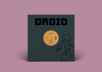 Vinilo Idjut Boys – Speedball 12" reedición en sello Droid, funda verde oscuro con logo DROID en negro y silueta minimalista tipo robot.