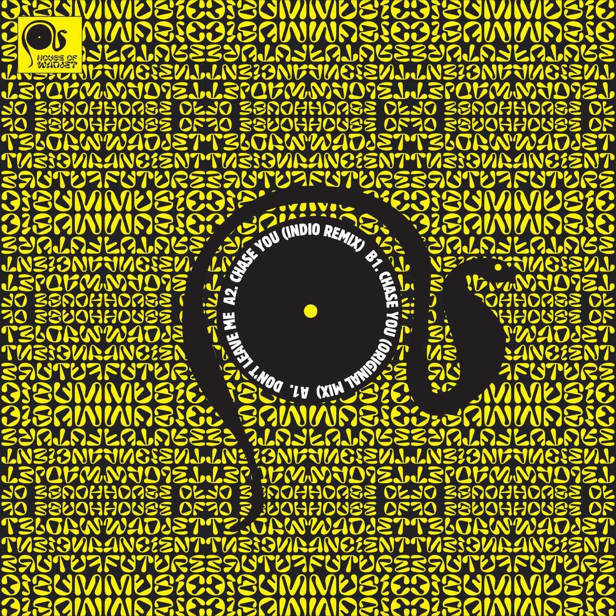 Portada del vinilo Insane Who Sane – Don't Leave Me EP, con patrón amarillo y negro y una silueta de audífonos.