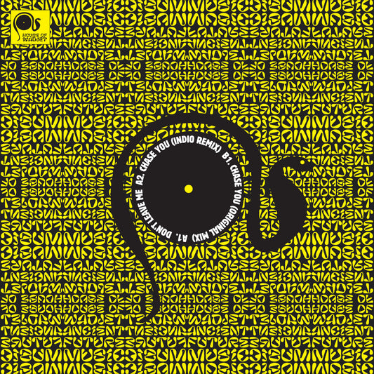 Portada del vinilo Insane Who Sane – Don't Leave Me EP, con patrón amarillo y negro y una silueta de audífonos.