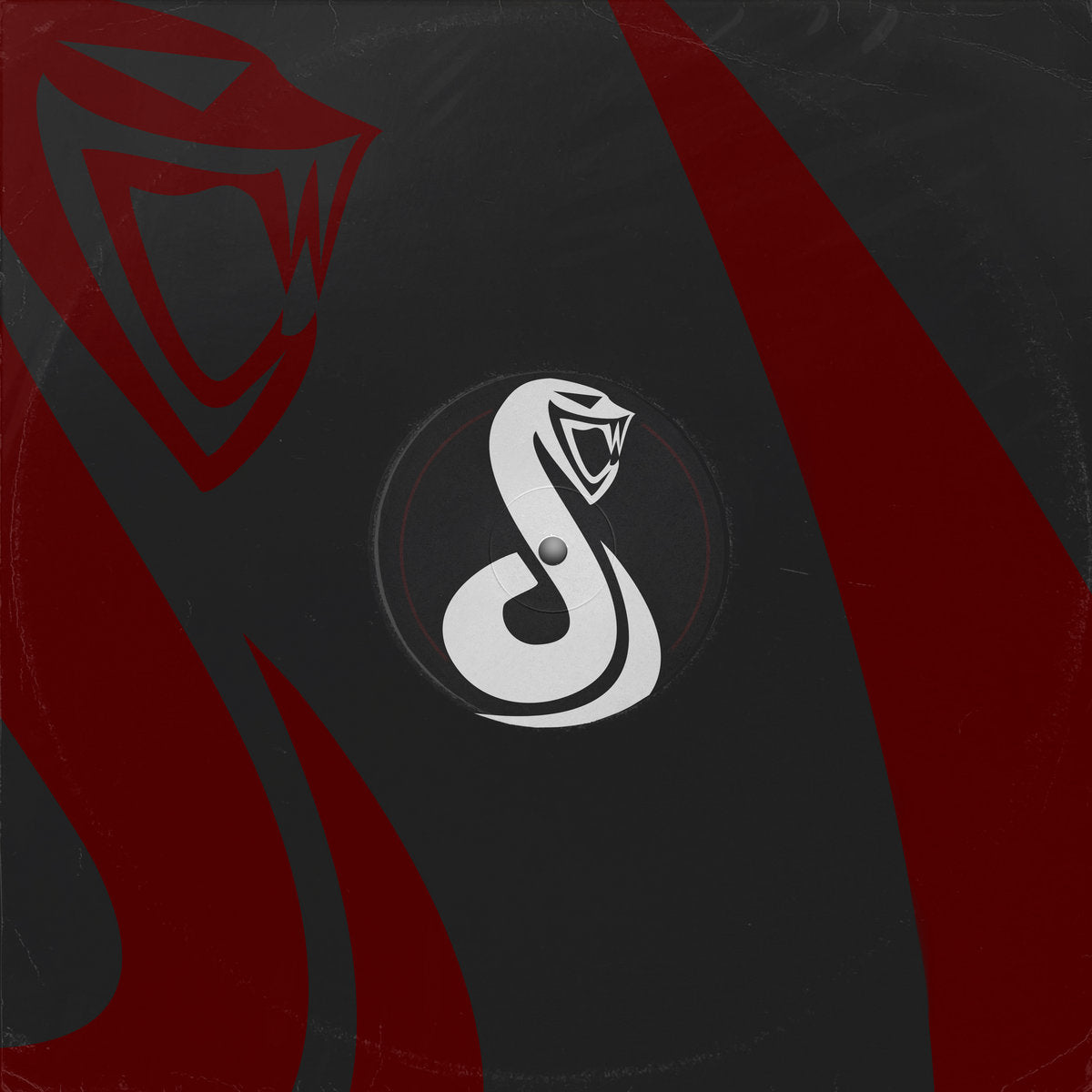 Contraportada del vinilo Instruments Of Rapture – You're Cured Mate mostrando un diseño simétrico con una gran serpiente blanca sobre fondo negro y rojo.