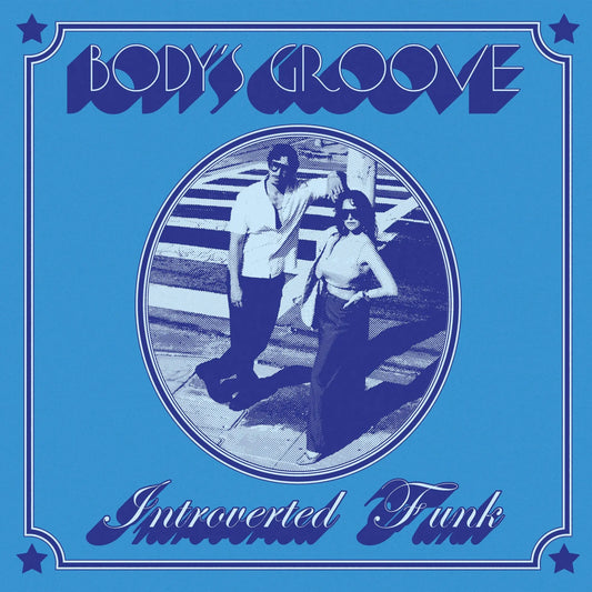 Portada del vinilo Introverted Funk – Body's Groove, EP 12" de Star Creature, con diseño azul y foto circular retro en semitono.