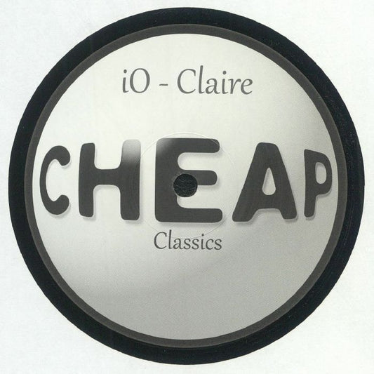 Portada delantera del vinilo de iO - Claire, lanzado bajo el sello Cheap Classics en formato 12". El diseño destaca el logo del sello "CHEAP" en letras grandes sobre un fondo minimalista.