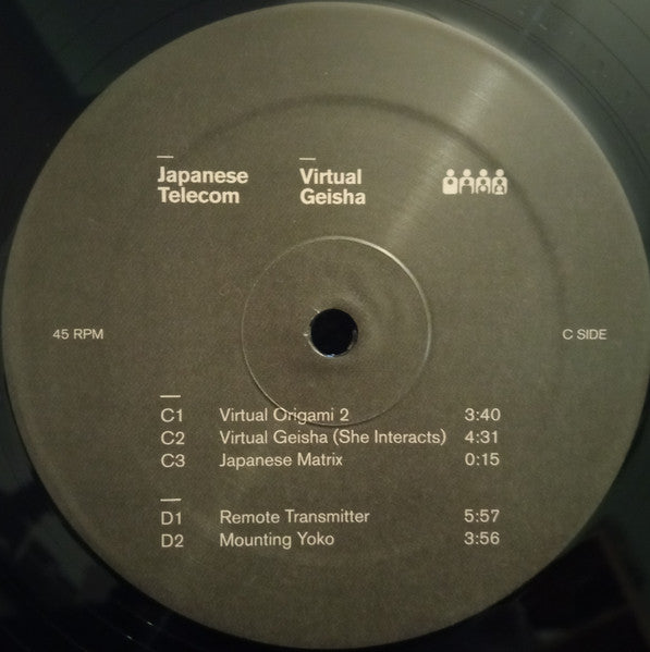 Etiqueta C del vinilo Japanese Telecom – Virtual Geisha con listado de pistas C1 a D2 y duraciones claramente visibles.