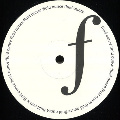 Etiqueta central lado A del vinilo Jimi Tenor – Release Me! en 12" por Fluid Ounce, diseño blanco minimalista con gran logo tipográfico.