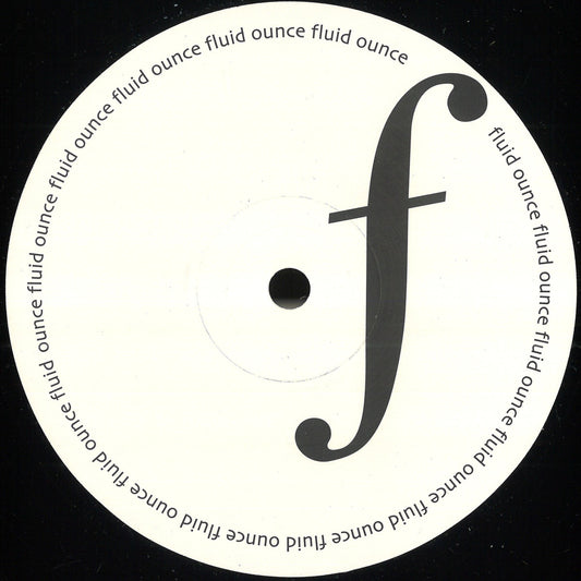 Etiqueta central lado A del vinilo Jimi Tenor – Release Me! en 12" por Fluid Ounce, diseño blanco minimalista con gran logo tipográfico.