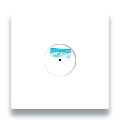 Portada del vinilo JKriv – JKriv Edits Vol. 2, funda blanca con recorte y etiqueta turquesa de Razor-N-Tape.
