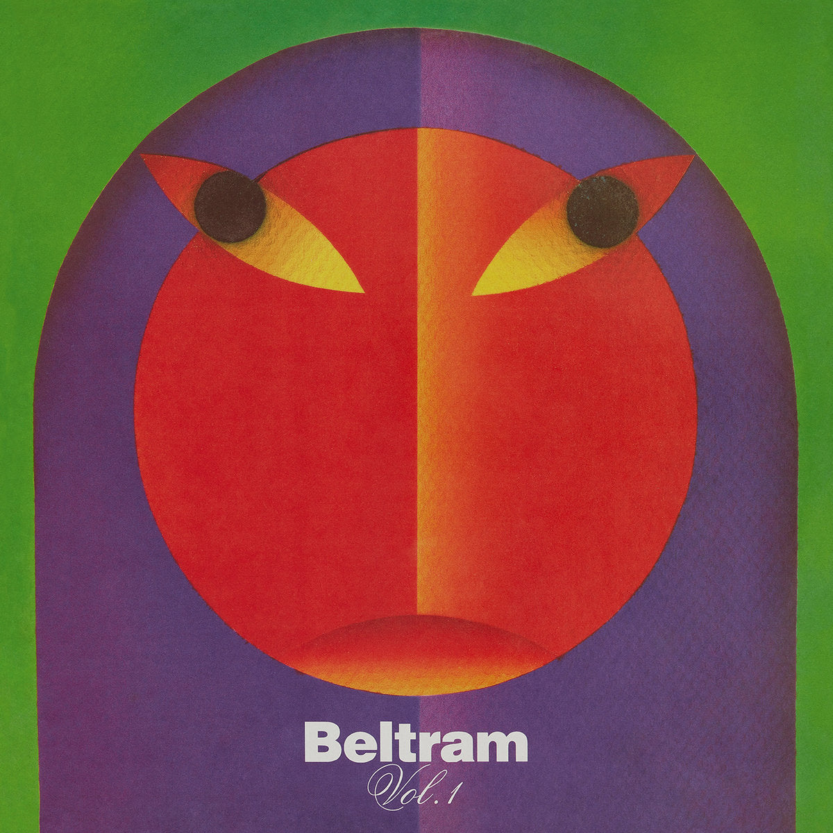 Portada del vinilo Joey Beltram – Beltram Vol. 1 con diseño geométrico rojo, morado, amarillo y verde.