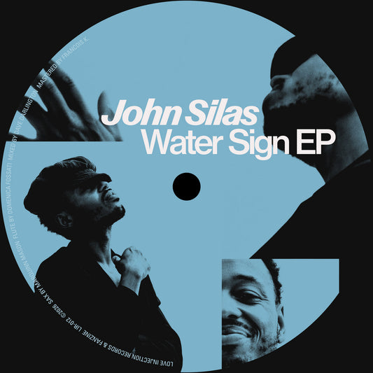Lado A del vinilo John Silas – Water Sign EP, etiqueta azul con catálogo LIR-012, 45 RPM y pistas Boundaries, Cyber Dreams (Patrice Scott Remix) y Nasty con duraciones visibles.