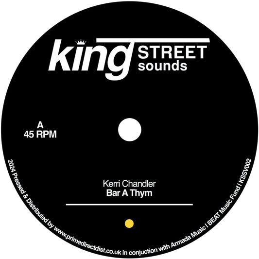 Portada delantera del vinilo con diseño urbano neoyorquino. Kerri Chandler – Bar A Thym, publicado por BPM King Street Sounds en formato 12".
