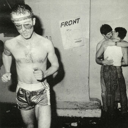 Portada del vinilo Klaus Stockhausen & Boris Dlugosch – Running Back Mastermix Presents - Front / Part 2 (Classic House), foto en blanco y negro de club con bailarín en primer plano y pareja abrazada al fondo.