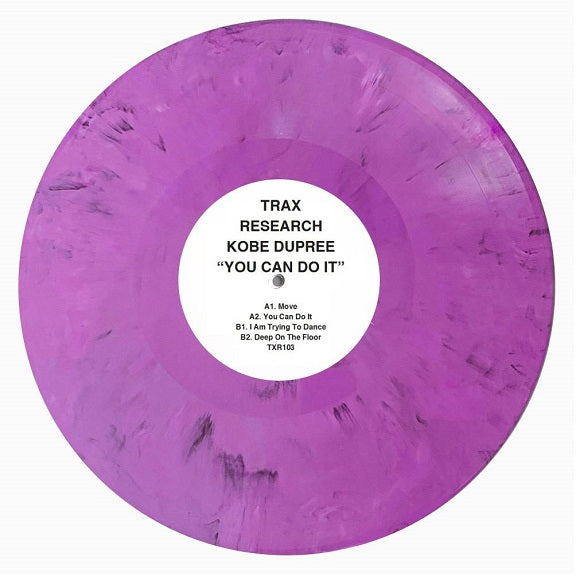 Lado A del vinilo Kobe Dupree – You Can Do It, prensado morado con etiqueta blanca, tracklist y catálogo TXR103.