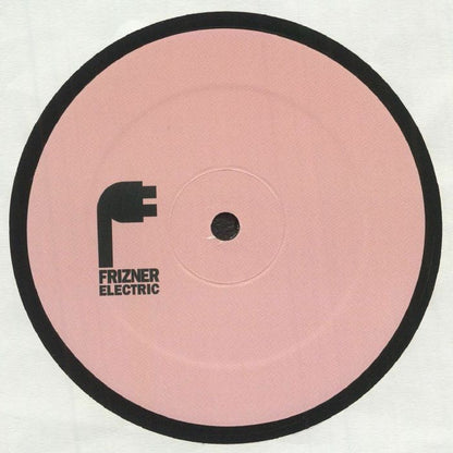 Portada trasera del vinilo LADYMONIX - "Track 39" de Frizner Electric en 12". Diseño sencillo con el logo del sello y fondo rosa. Sin más detalles impresos.