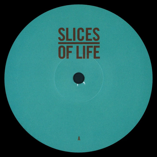 Etiqueta central del vinilo LoSoul – Baby Fate 12" en sello Slices Of Life, lado A con diseño minimalista en turquesa y tipografía marrón destacada.