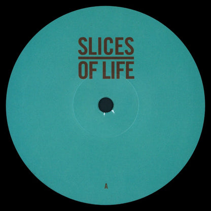 Etiqueta central del vinilo LoSoul – Baby Fate 12" en sello Slices Of Life, lado A con diseño minimalista en turquesa y tipografía marrón destacada.