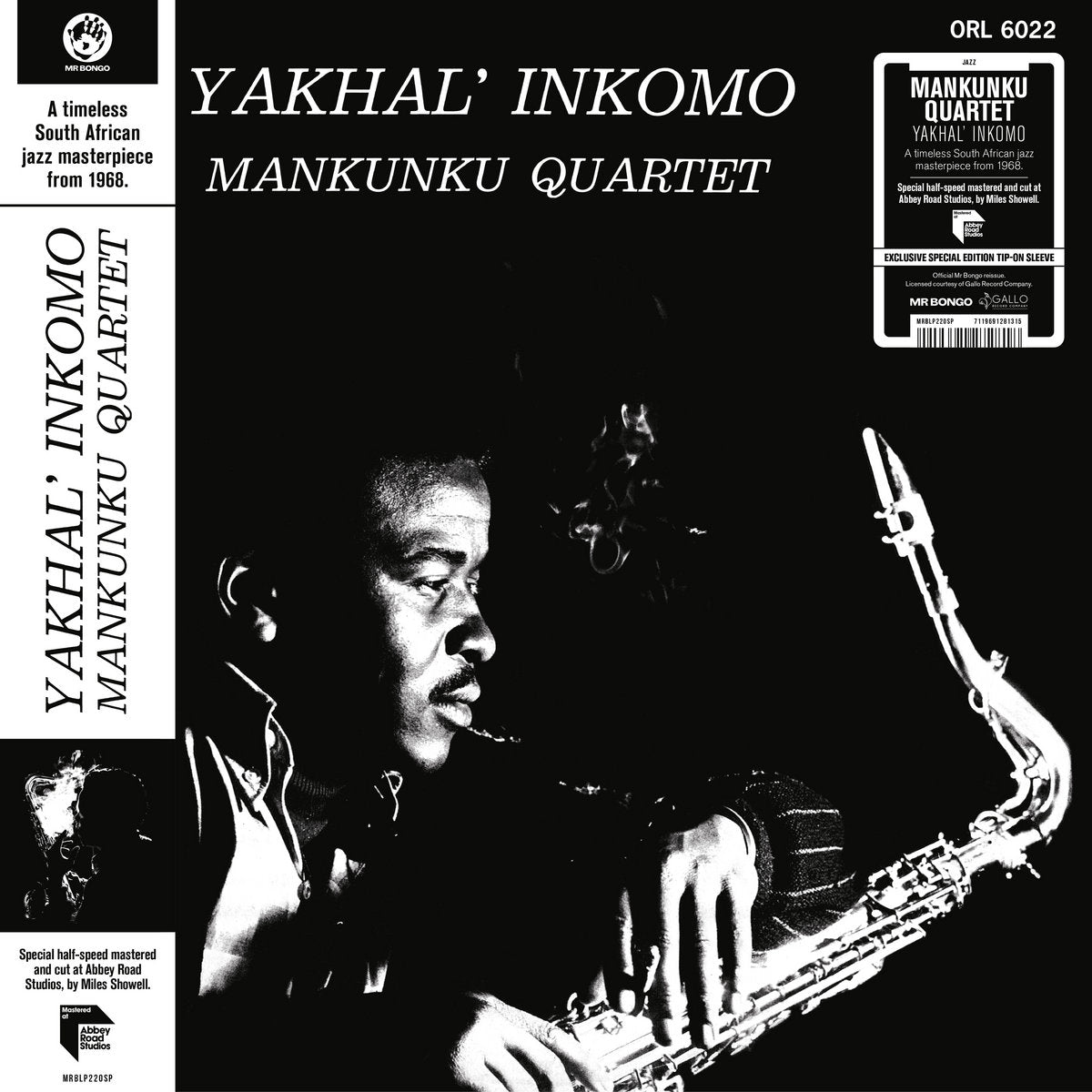 Portada del vinilo Mankunku Quartet – Yakhal' Inkomo (Special Edition), con retrato y saxofón en blanco y negro.