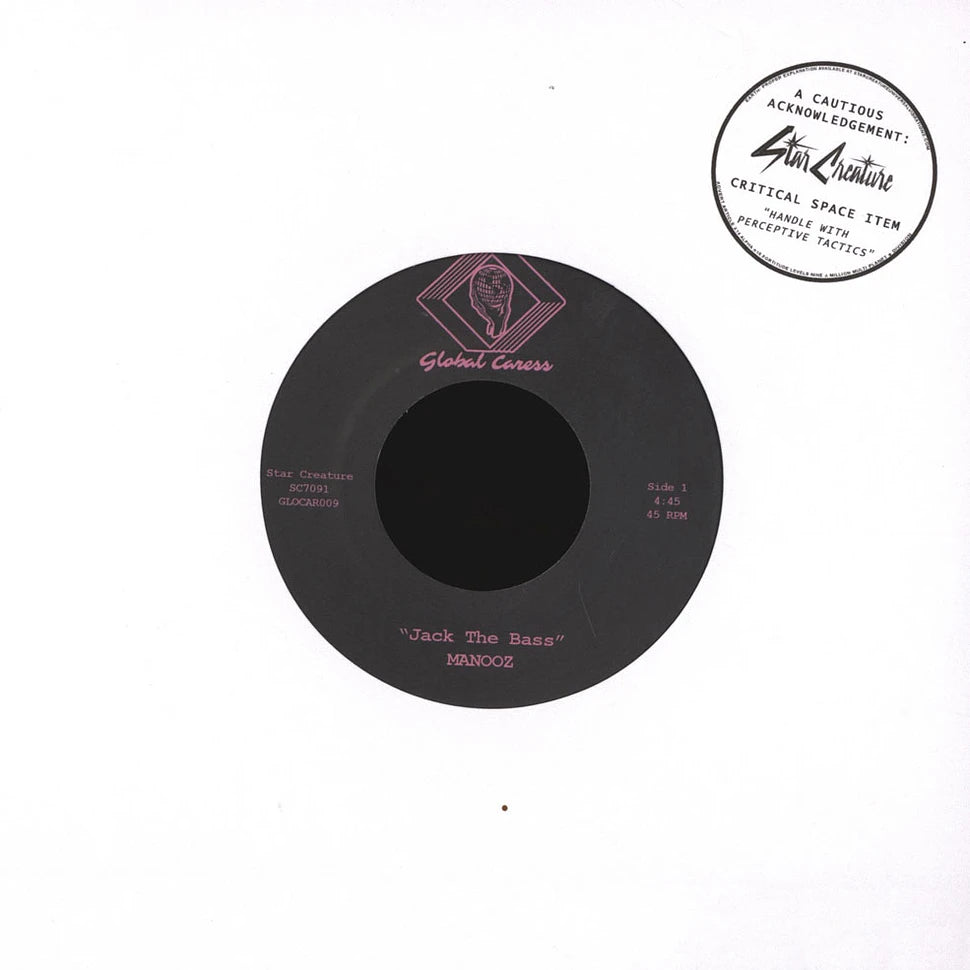 Lado A del vinilo ManooZ – Jack The Bass / Time 4 Houze! 7" con etiqueta Star Creature, pista “Jack The Bass”, 4:45 y catálogo SC7091.